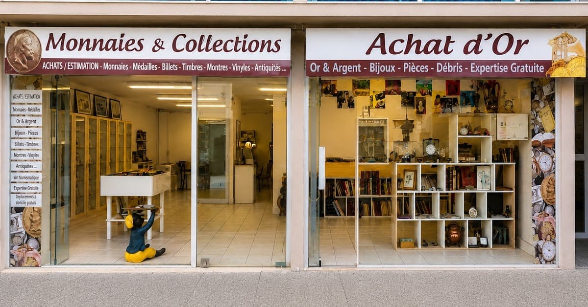 Devanture de Monnaies & Collections à Andernos-les-Bains