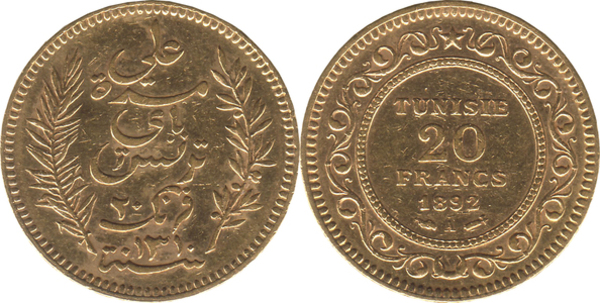Avers et revers — 20-francs-tunisie-or